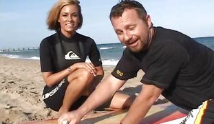 Magnificent blonde sweetheart Roxi is riding a massive phallus like a real pro